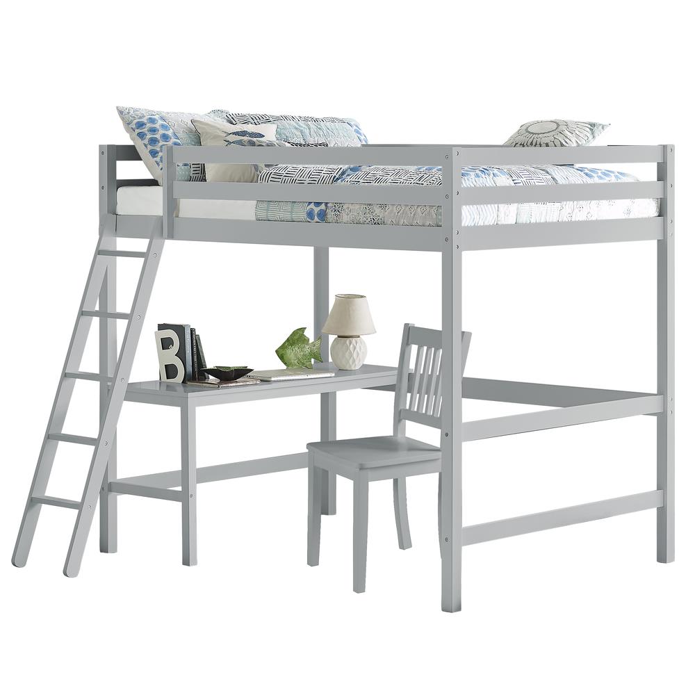 Hillsdale Kids and Teen Caspian Full Loft Bed with Desk Chair, Gray. Picture 1