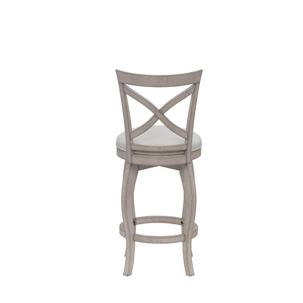 Ellendale Wood Counter Height Swivel Stool, Aged Gray with Fog Gray Fabric. Picture 4