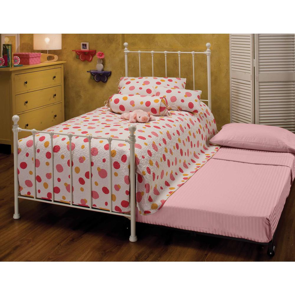Molly Twin Metal Bed with Roll Out Trundle, White. Picture 2