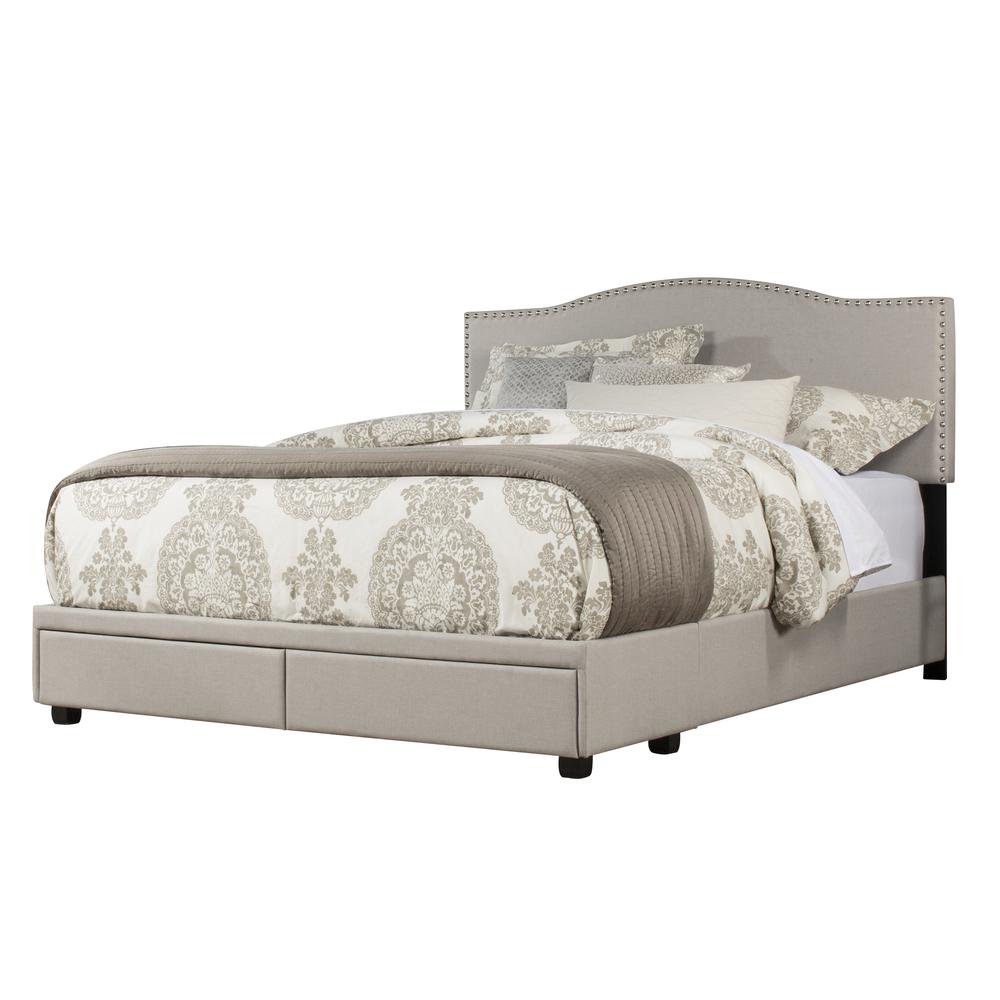 Kiley Queen Upholstered Adjustable Storage Bed, Fog. Picture 1