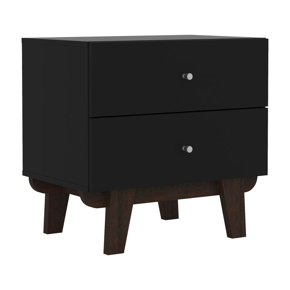 Living Essentials by Hillsdale Kincaid Wood 2 Drawer Nightstand, Matte Black. Picture 1