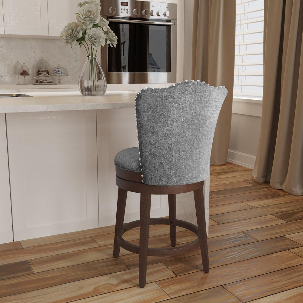 Hillsdale Furniture Edenwood Wood Counter Height Swivel Stool, Chocolate with Smoke Gray Fabric. Picture 3