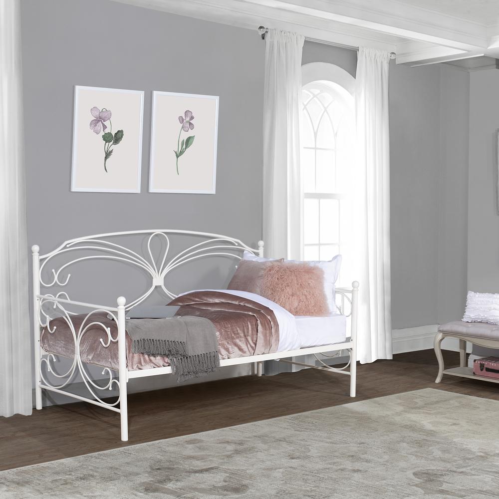 Metal Twin Daybed with Trundle, White. Picture 3