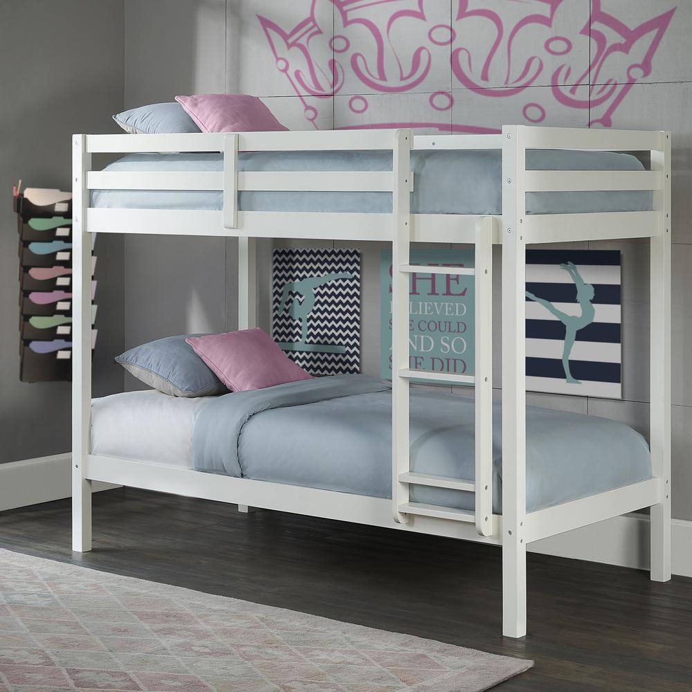 Hillsdale Kids and Teen Caspian Twin Over Twin Bunk Bed, White. Picture 10