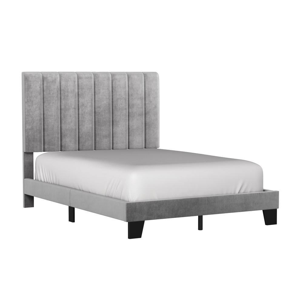 Crestone Upholstered Full Platform Bed, Silver/Gray. Picture 1