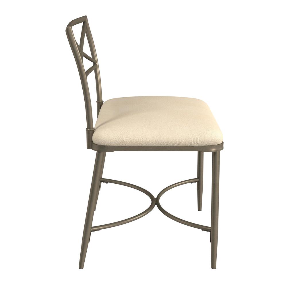 Wimberly Modern X-Back Metal Vanity Stool, Champagne Gold with Cream Fabric. Picture 3