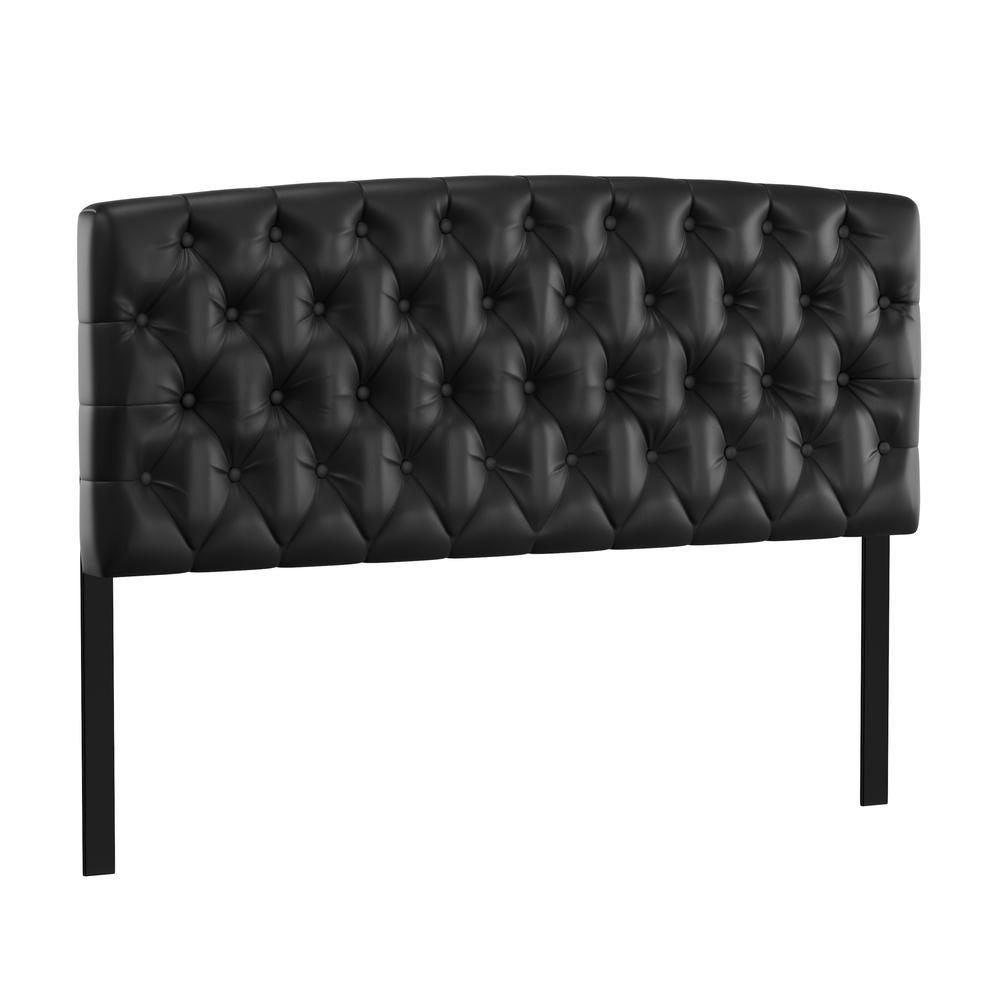 Hawthorne Queen Upholstered Headboard, Black Faux Leather. Picture 1