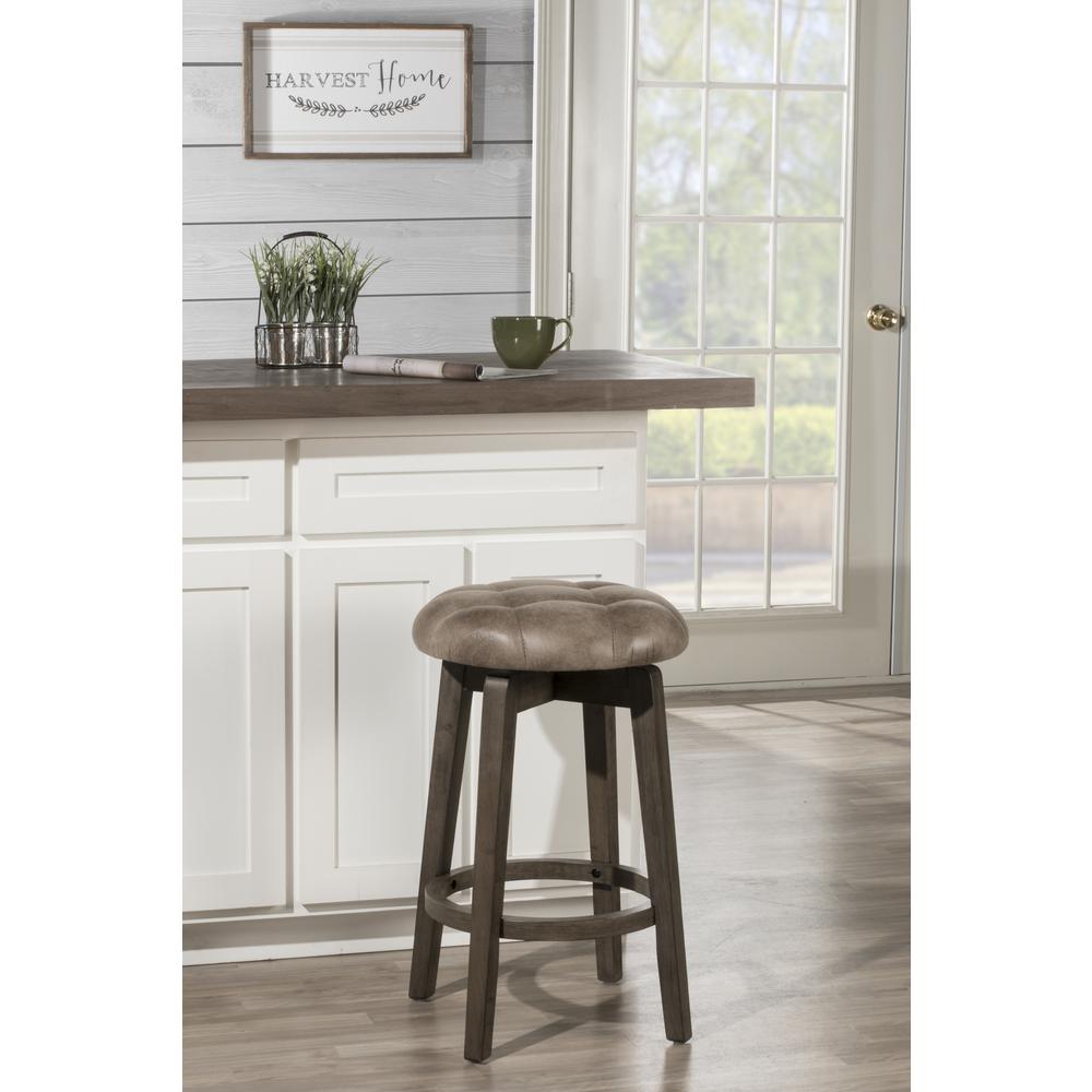 Odette Wood Backless Counter Height Swivel Stool, Rustic Gray. Picture 2