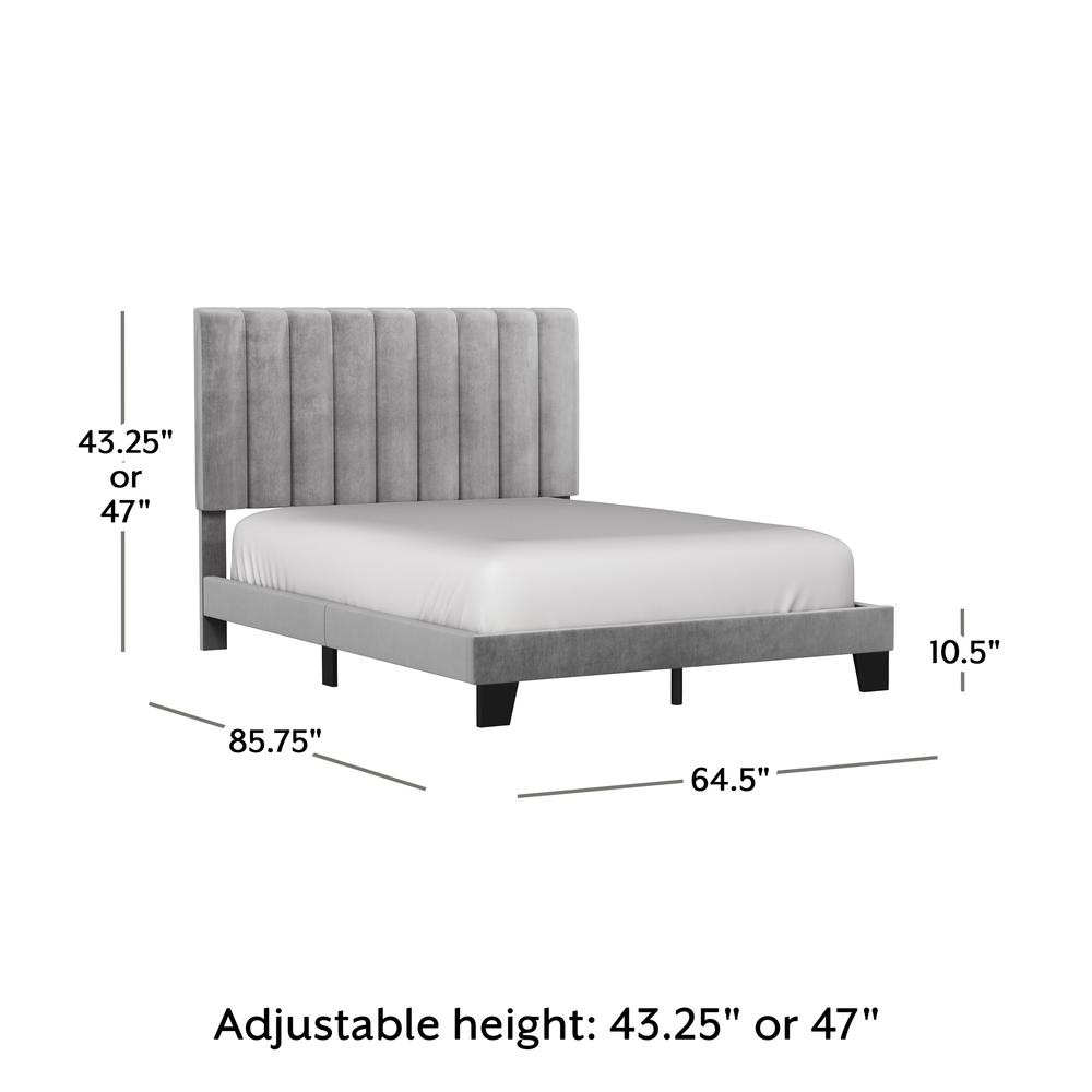 Crestone Upholstered Queen Platform Bed, Silver/Gray. Picture 7