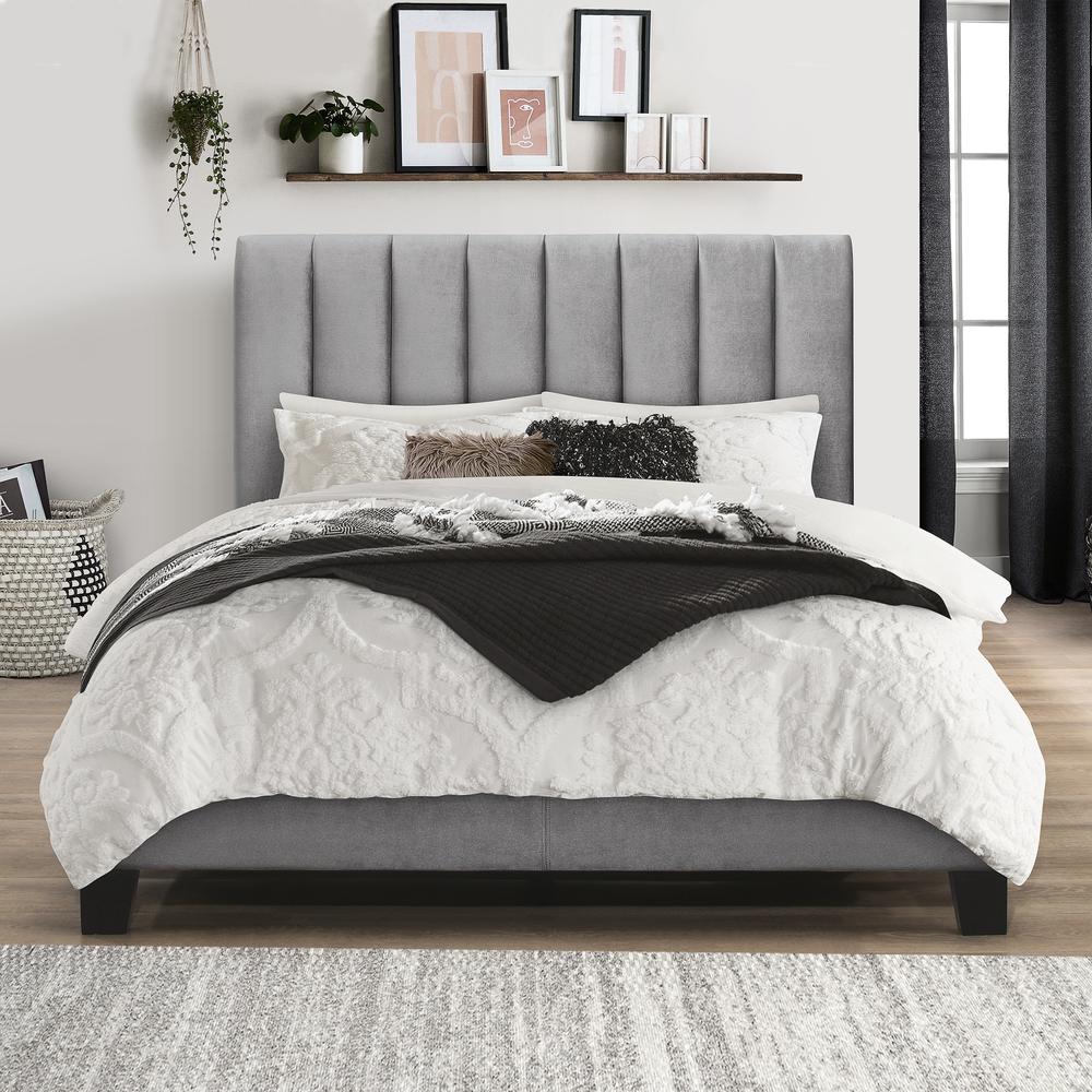 Crestone Upholstered Full Platform Bed, Silver/Gray. Picture 3
