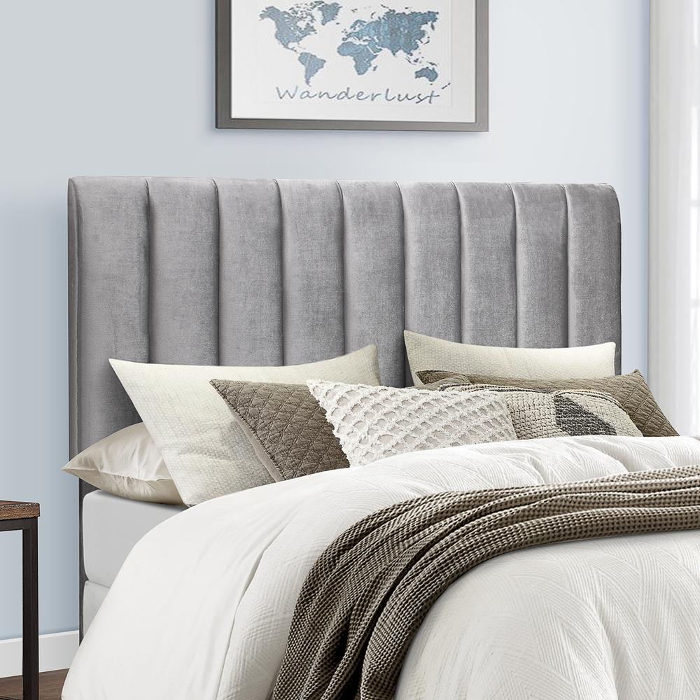 Crestone Upholstered Full/Queen Headboard, Silver/Gray. Picture 8