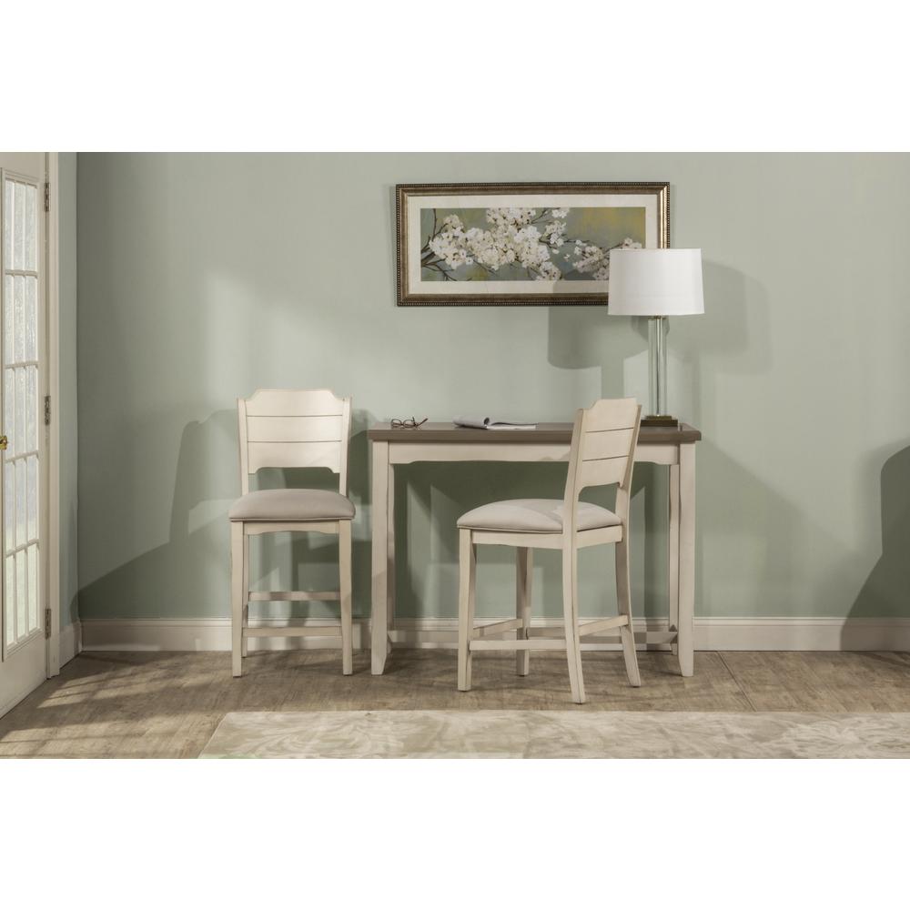 Clarion Wood 3 Piece Counter Height Dining Set with Open Back Stools, Sea White. Picture 4