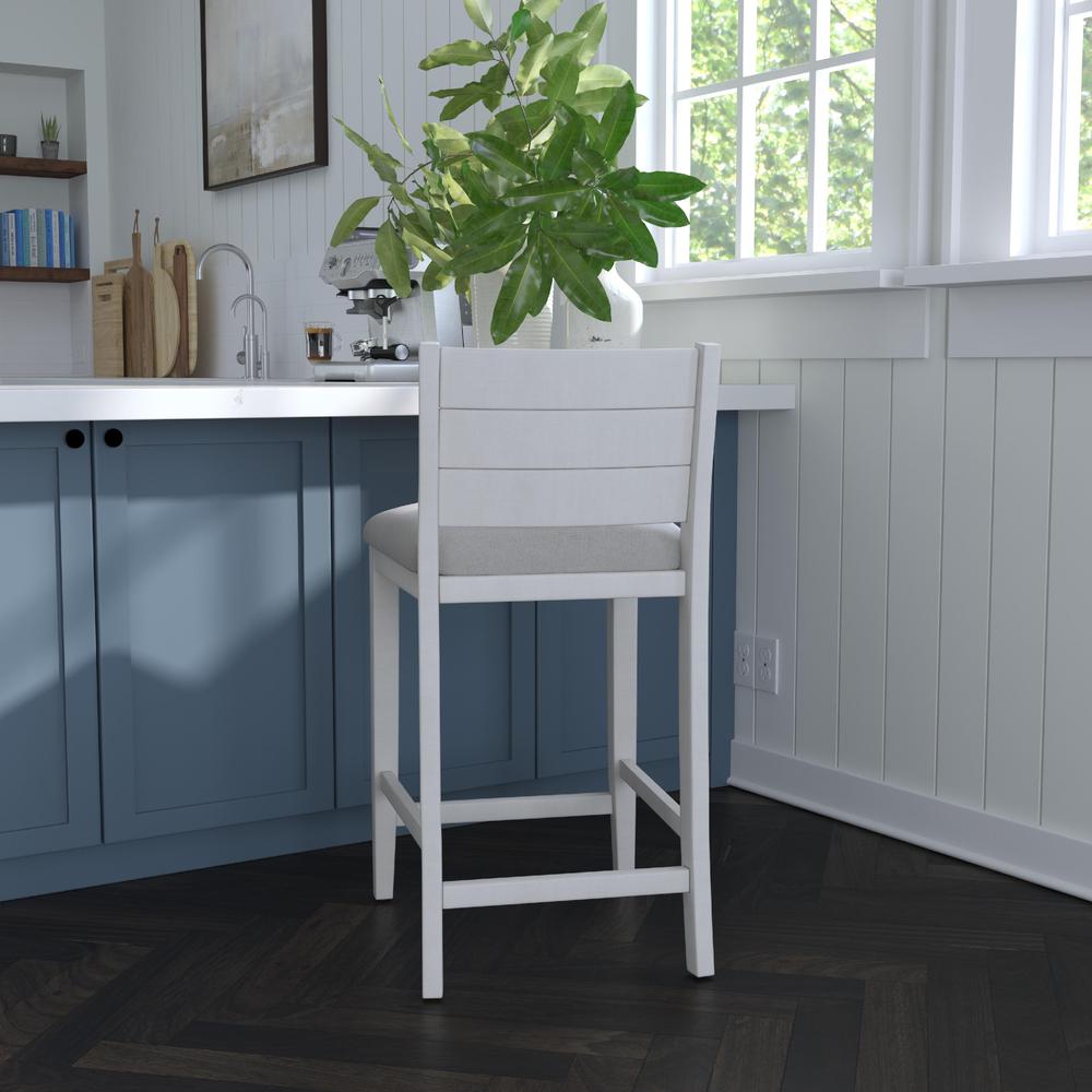 Fowler Wood Counter Height Stool, Sea White. Picture 3