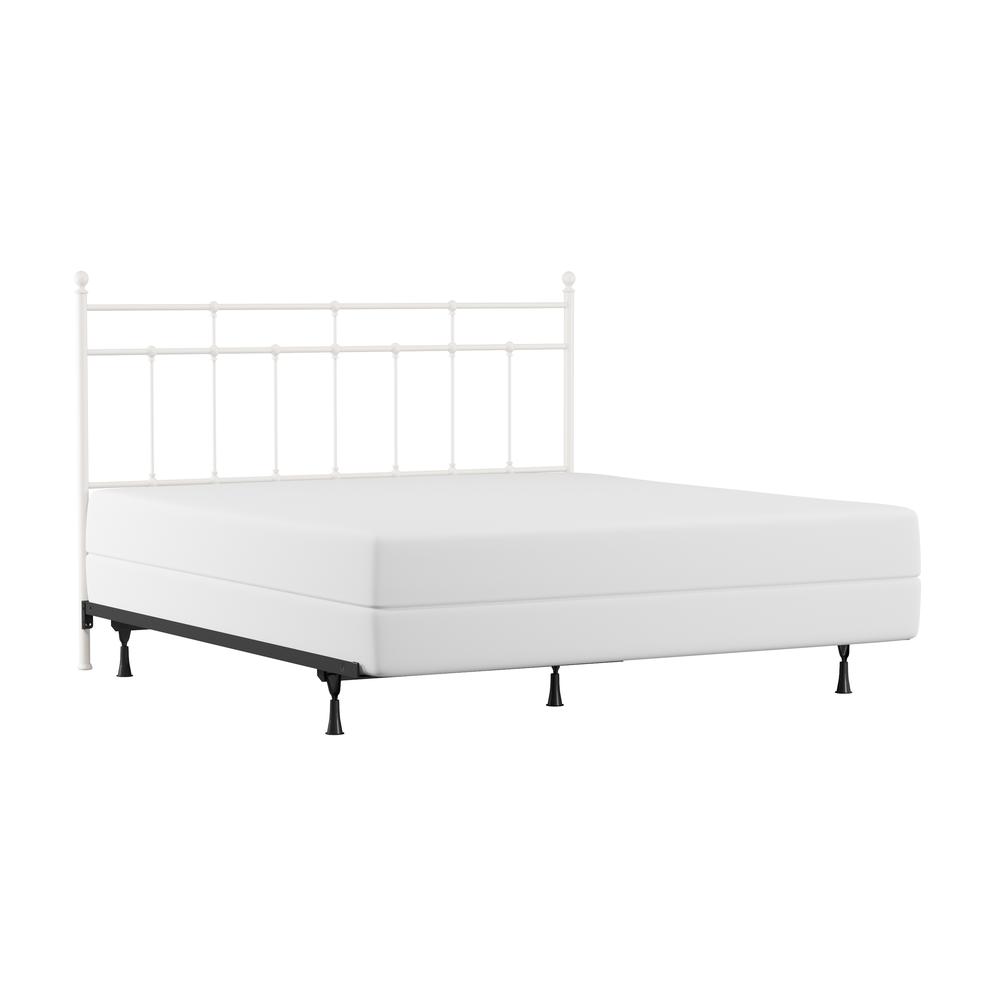 Hillsdale Furniture Providence Metal King Headboard and Frame with Spindle Design, Soft White. Picture 1