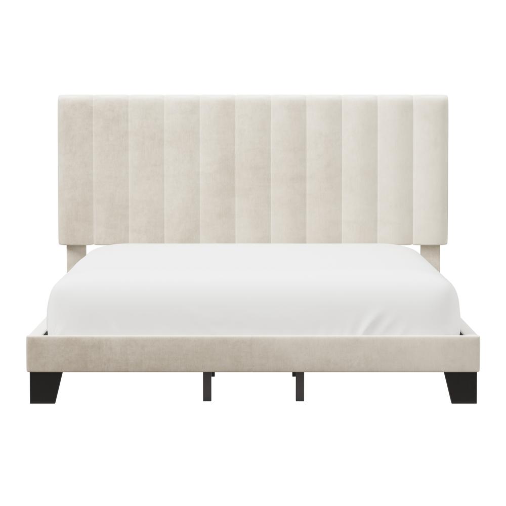 Crestone Upholstered Adjustable Height King Platform Bed, Cream. Picture 2