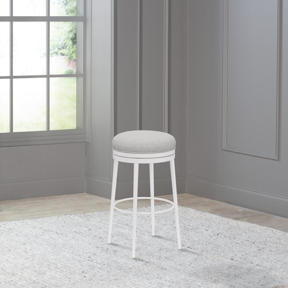 Aubrie Metal Backless Counter Height Swivel Stool, White. Picture 3
