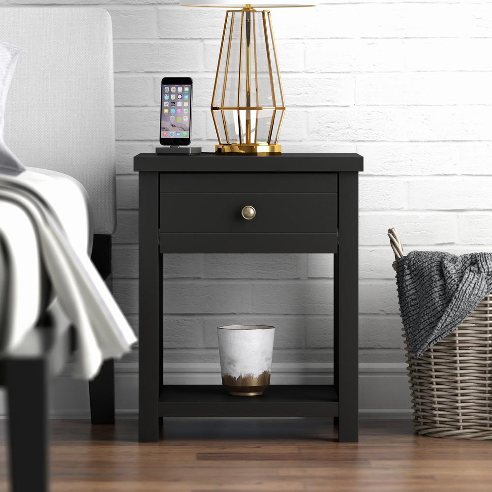 Living Essentials by Hillsdale Harmony Wood Accent Table, Matte Black. Picture 2