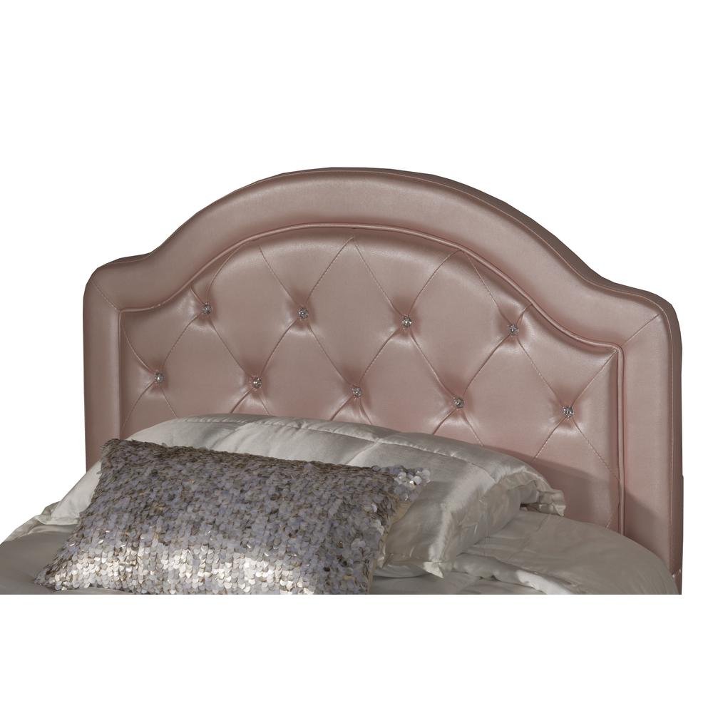 Karley Twin Upholstered Headboard with Frame, Pink Faux Leather. Picture 1