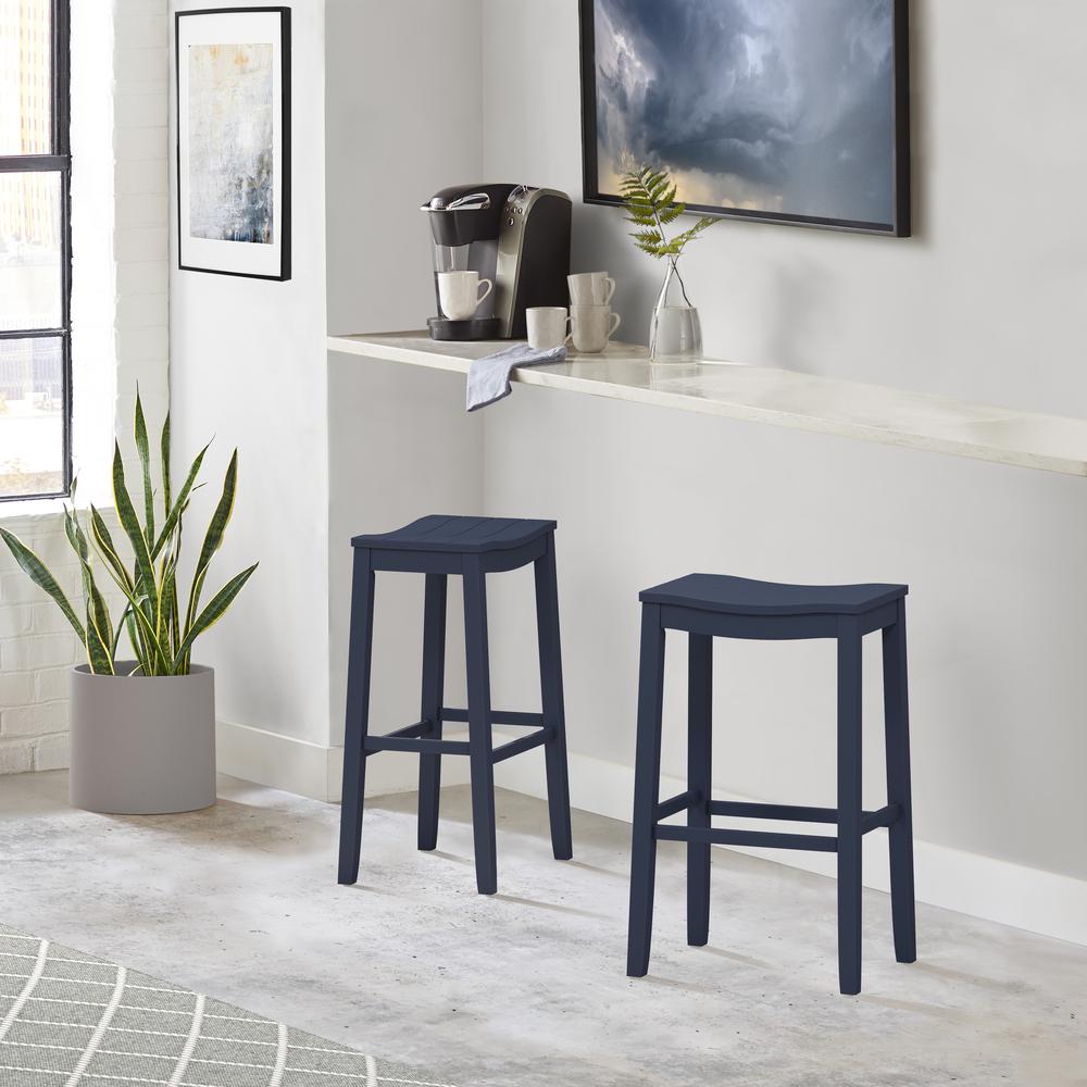 Fiddler Wood Backless Bar Height Stool, Navy. Picture 9
