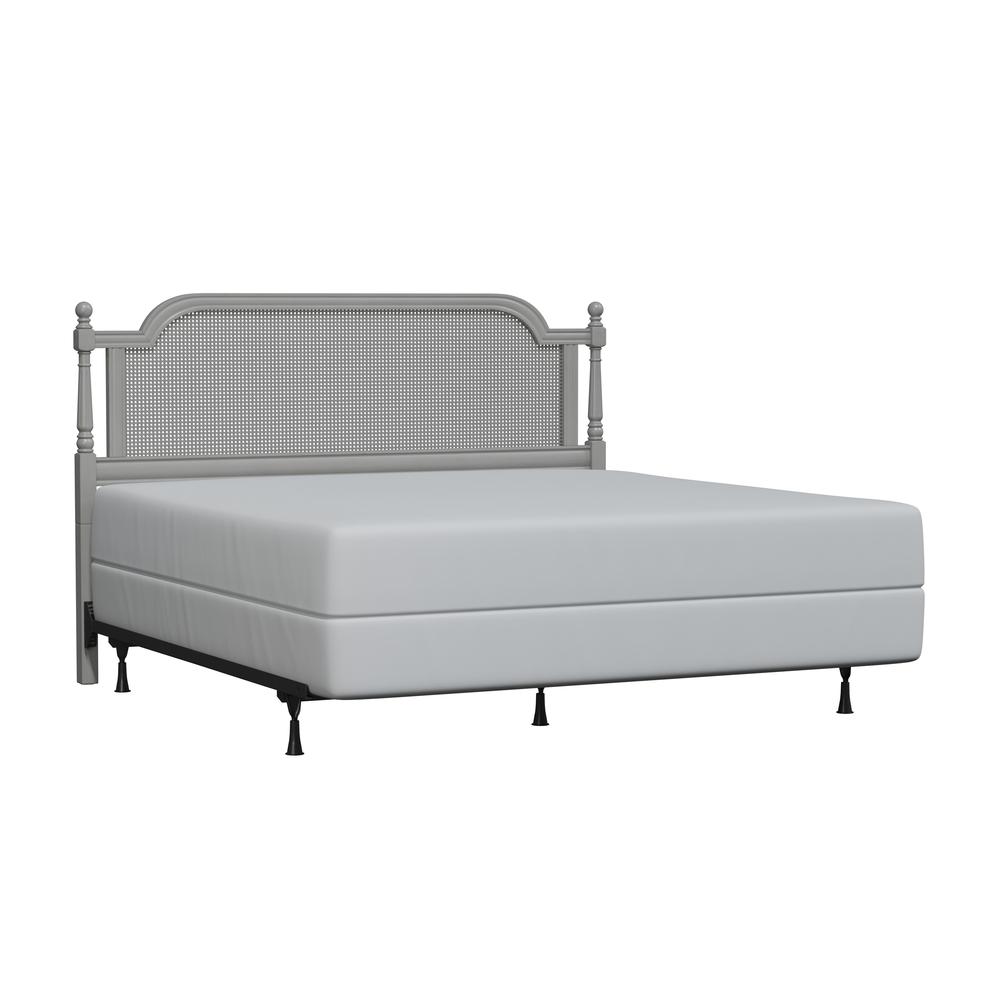 Melanie Wood and Cane King Headboard with Frame, French Gray. Picture 1