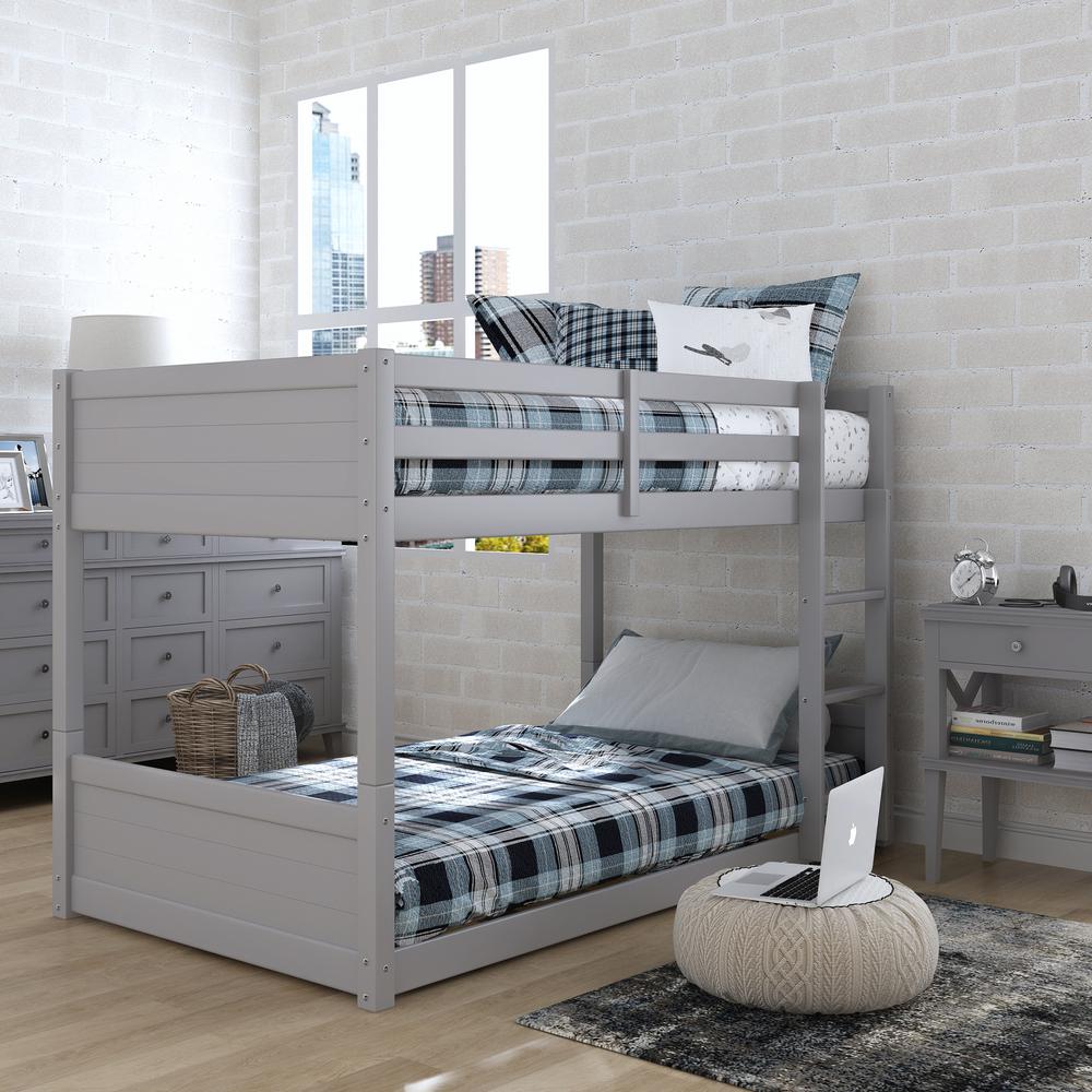 Living Essentials by Hillsdale Capri Wood Twin Over Twin Floor Bunk Bed, Gray. Picture 2