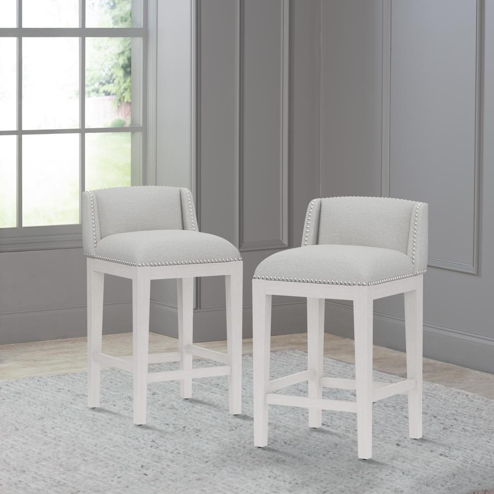 Bronn Wood Counter Height Stool, Set of 2, White Wire Brush. Picture 3