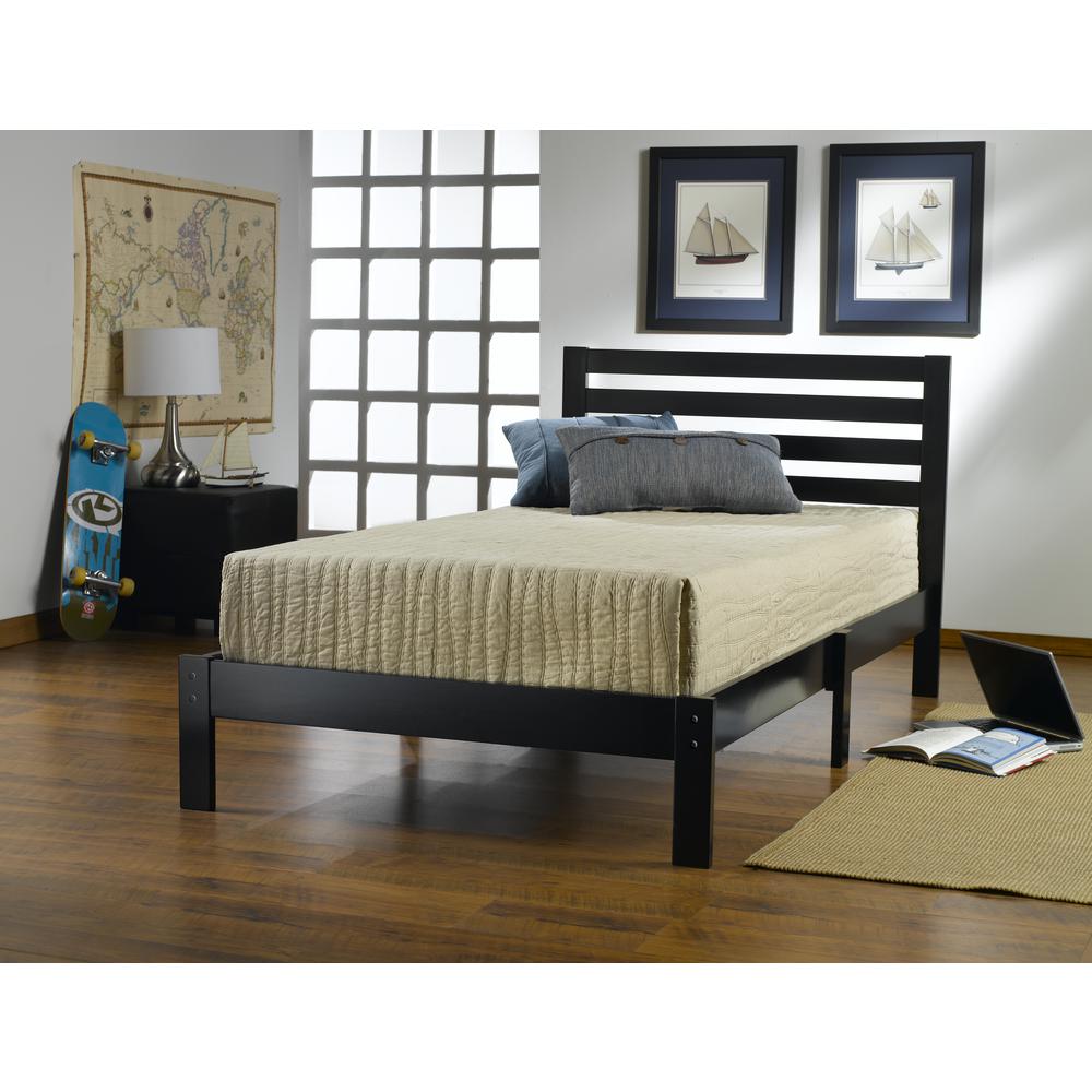 Aiden Wood Twin Bed, Black. Picture 4