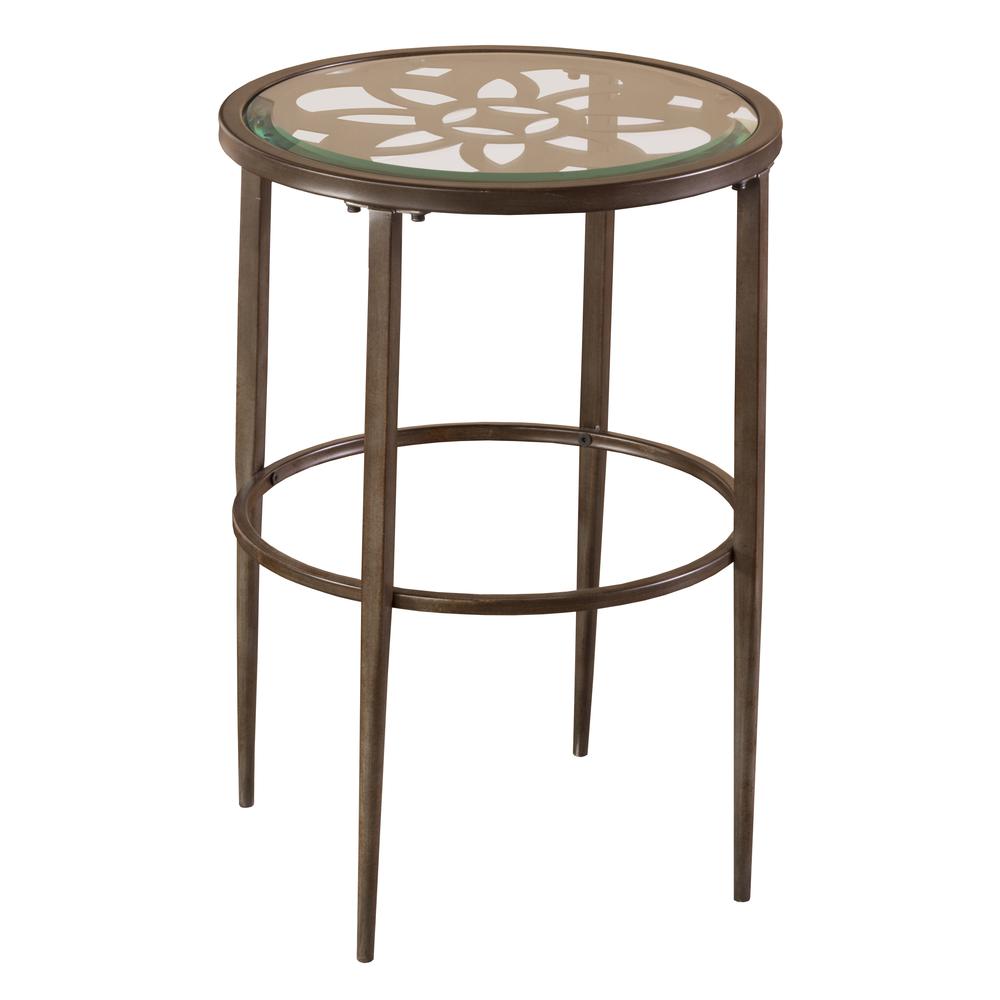 Metal End Table, Gray with Brown Rub. Picture 1