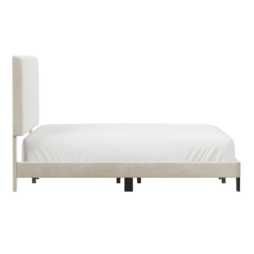 Crestone Upholstered Adjustable Height King Platform Bed, Cream. Picture 3