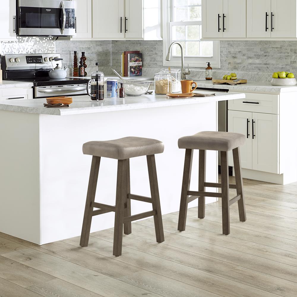 Hillsdale Furniture Saddle Wood Backless Counter Height Stool, Rustic Gray. Picture 2
