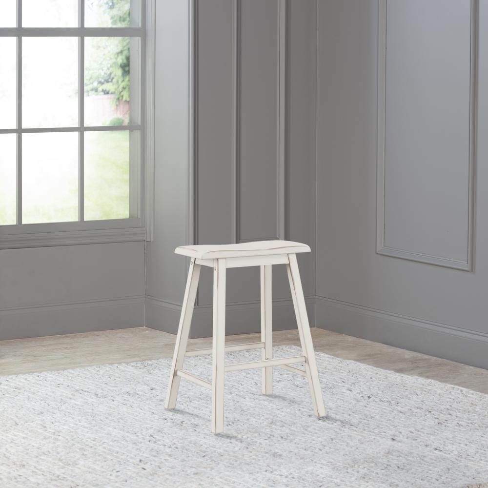 Moreno Wood Backless Counter Height Stool, Sea White. Picture 3