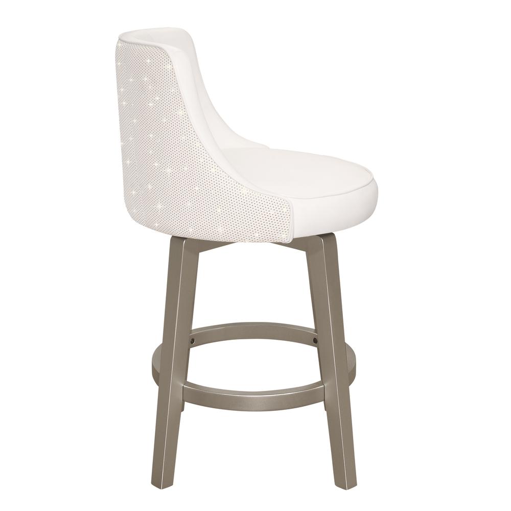 Stonebrooke Wood and Upholstered Counter Height Swivel Stool, Champagne. Picture 3
