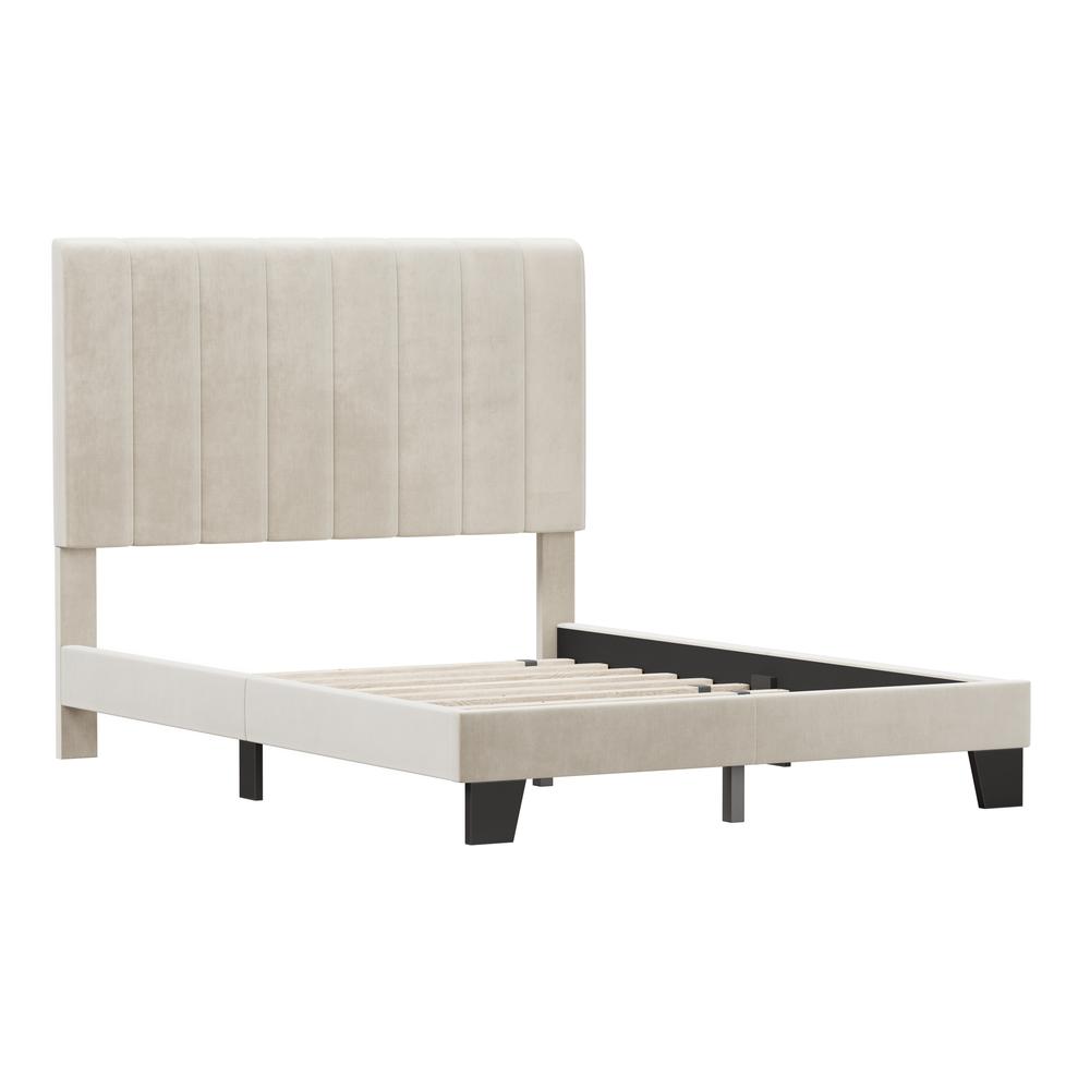 Crestone Upholstered Adjustable Height Full Platform Bed, Cream. Picture 5