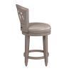 Adelyn Wood Counter Height Swivel Stool, Copper Patina with Putty Beige Fabric. Picture 3