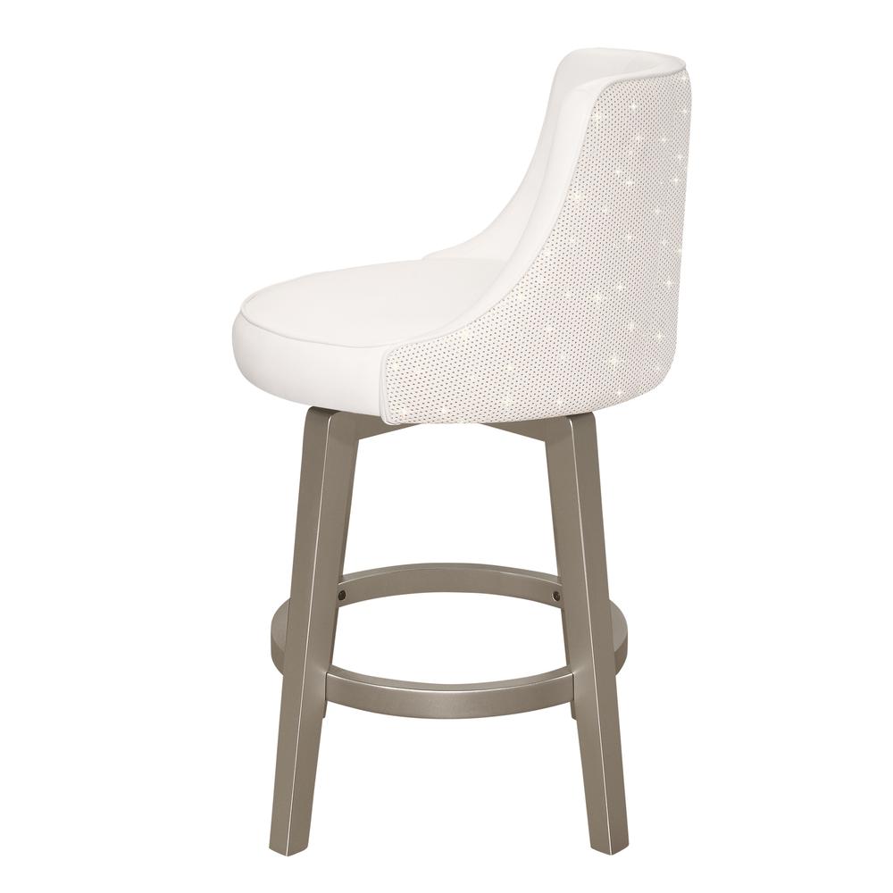 Stonebrooke Wood and Upholstered Counter Height Swivel Stool, Champagne. Picture 5