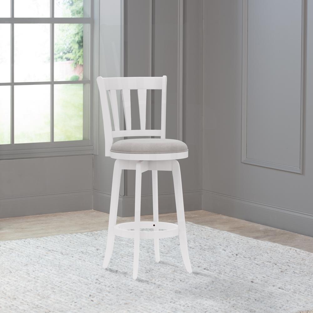 Presque Isle Wood Bar Height Swivel Stool, White. Picture 3
