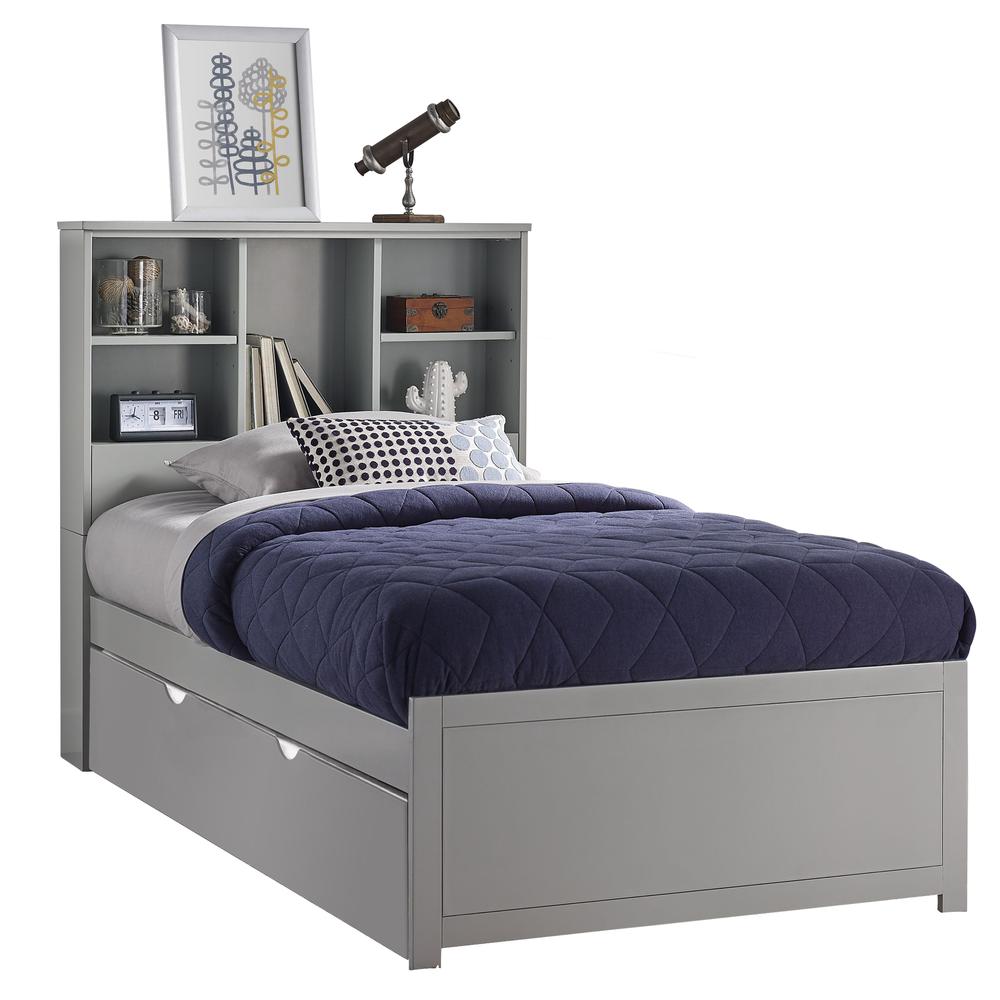 Twin Bookcase Bed with Trundle, Gray. The main picture.