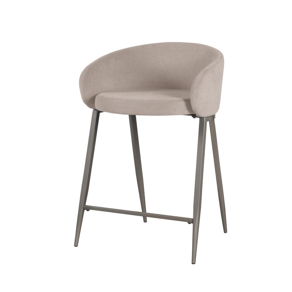 Cromwell Metal Counter Height Stool, Taupe Velvet. The main picture.