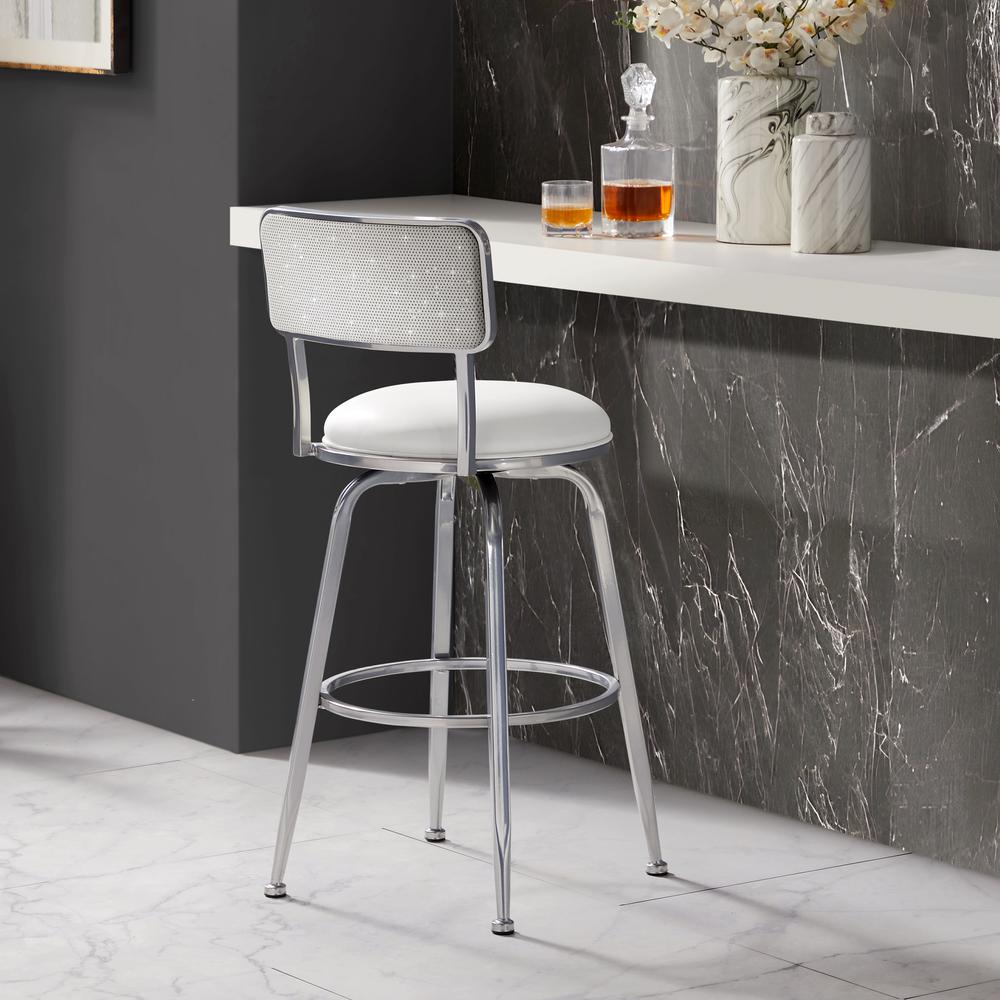 Hillsdale Furniture Baltimore Metal and Upholstered Swivel Bar Height Stool, Chrome. Picture 3