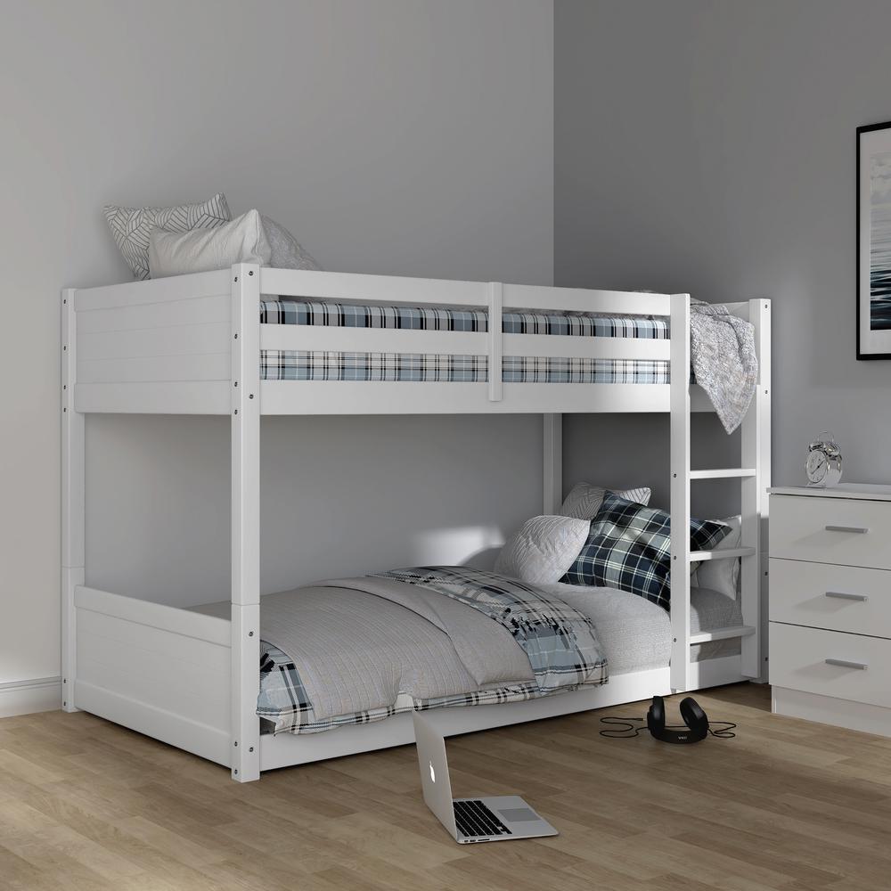 Living Essentials by Hillsdale Capri Wood Twin Over Twin Floor Bunk Bed, White. Picture 4