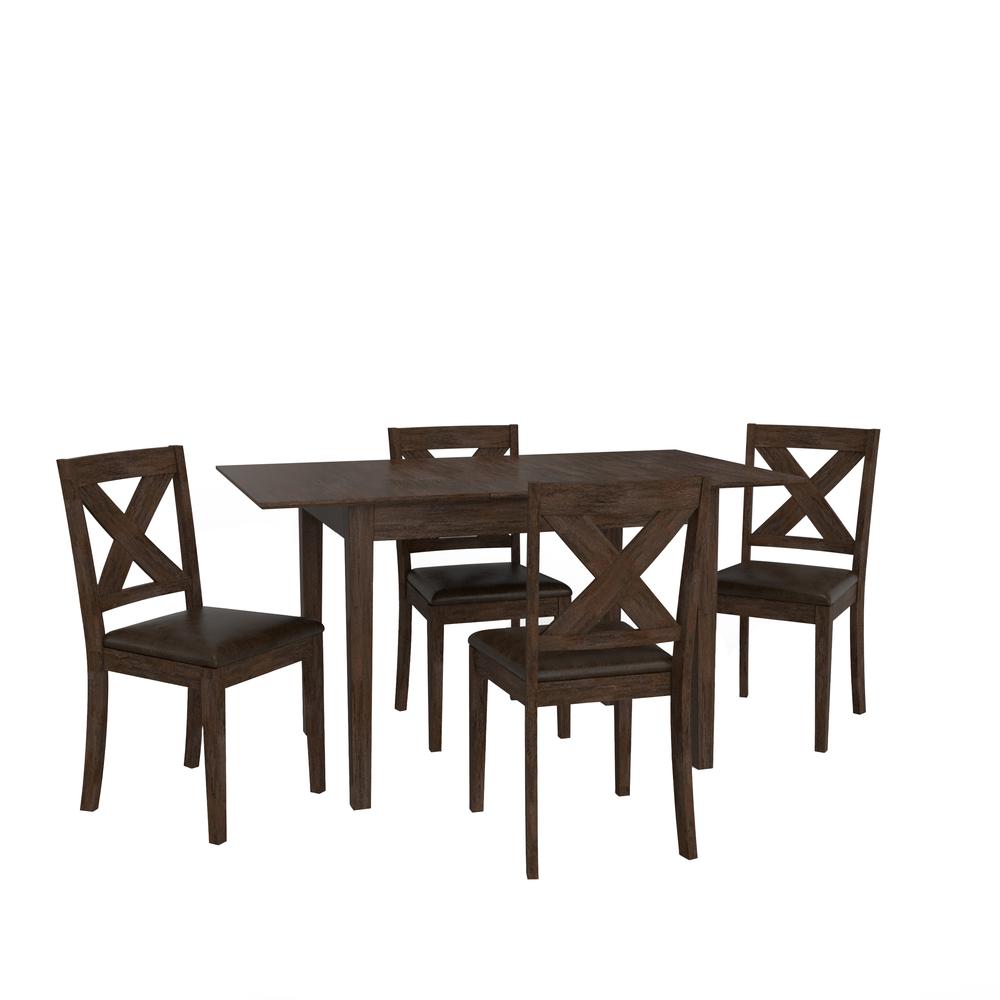 Spencer Wood 5 Piece Dining Set with X-Back Dining Chairs. Picture 1