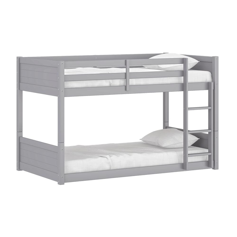 Living Essentials by Hillsdale Capri Wood Twin Over Twin Floor Bunk Bed, Gray. Picture 1