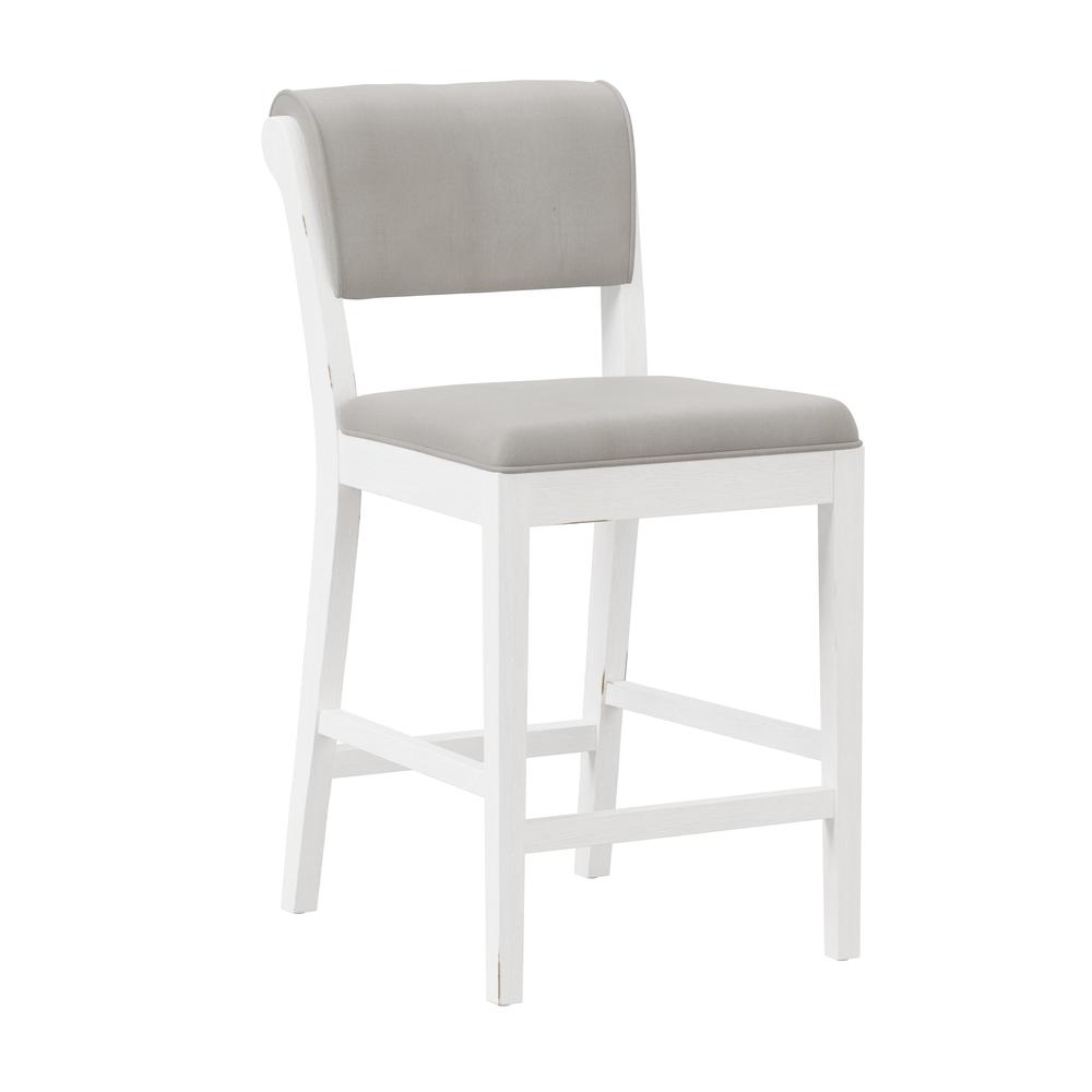 Hillsdale Furniture Clarion Wood and Upholstered Panel Back Counter Height Stool, Sea White. Picture 1