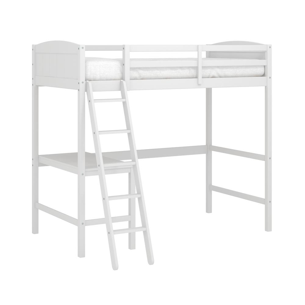 Alexis Wood Arch Twin Loft Bed with Desk, White. Picture 1