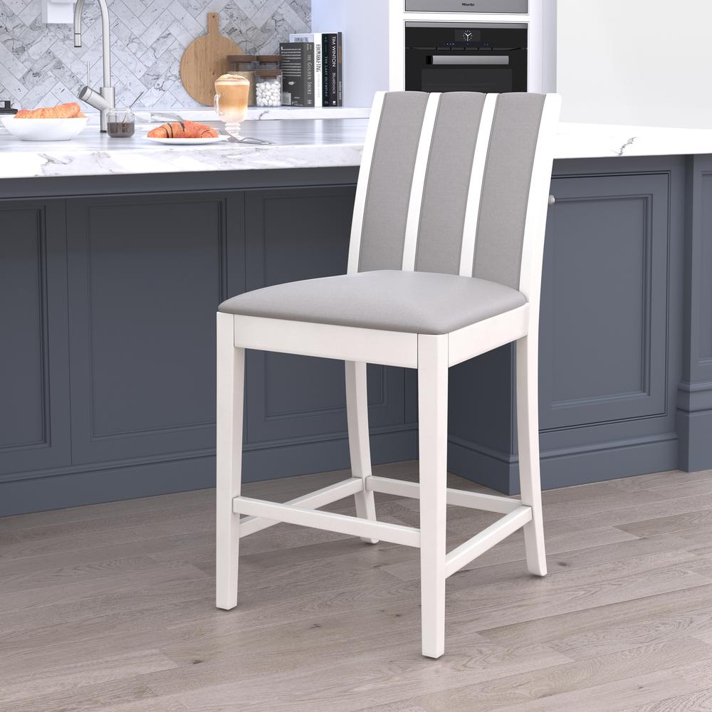 Iris  Wood Counter Height Stool, White. Picture 2