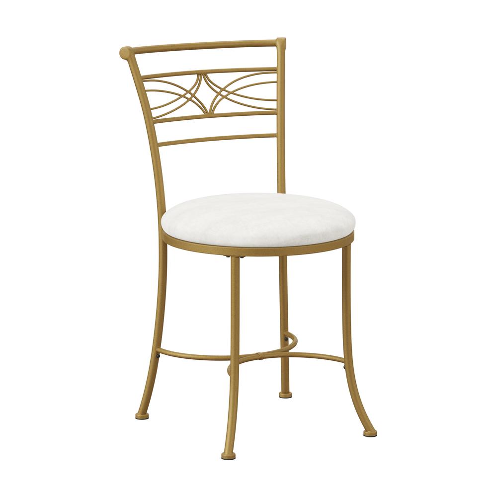 Dutton Metal Vanity Stool with Center Diamond Design, Gold. Picture 1