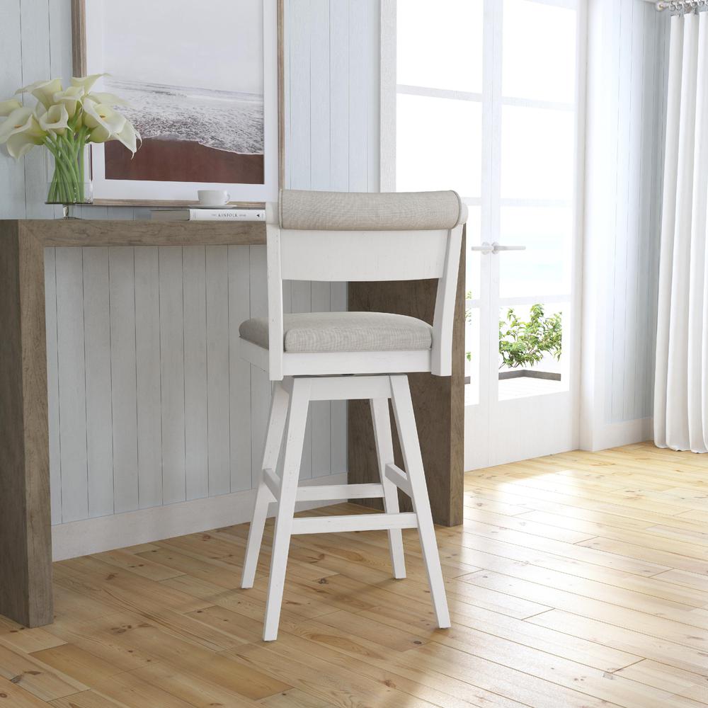 Clarion Wood and Upholstered Bar Height Swivel Stool, Sea White. Picture 3