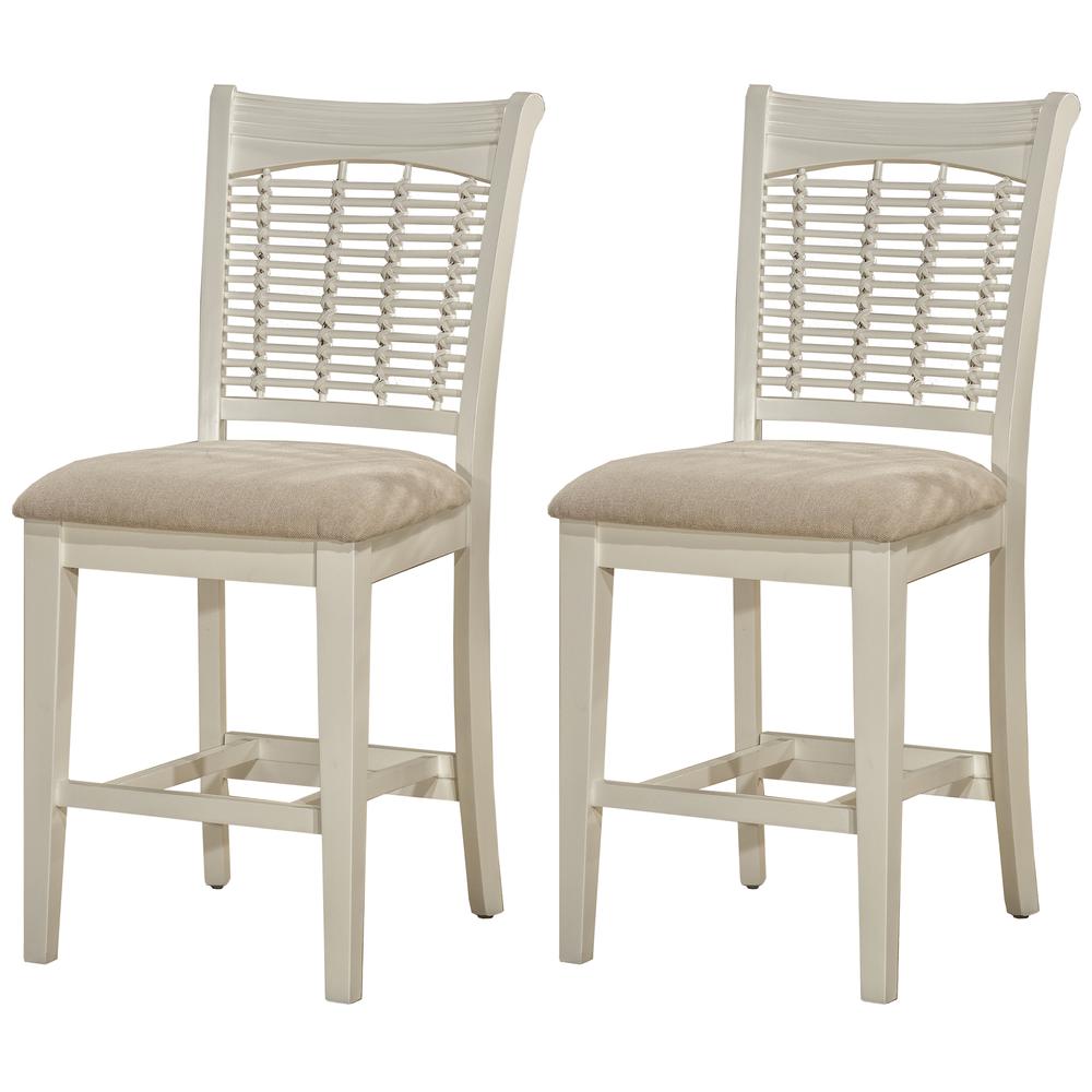 Bayberry Wood Counter Height Stool, Set of 2,  White. Picture 1