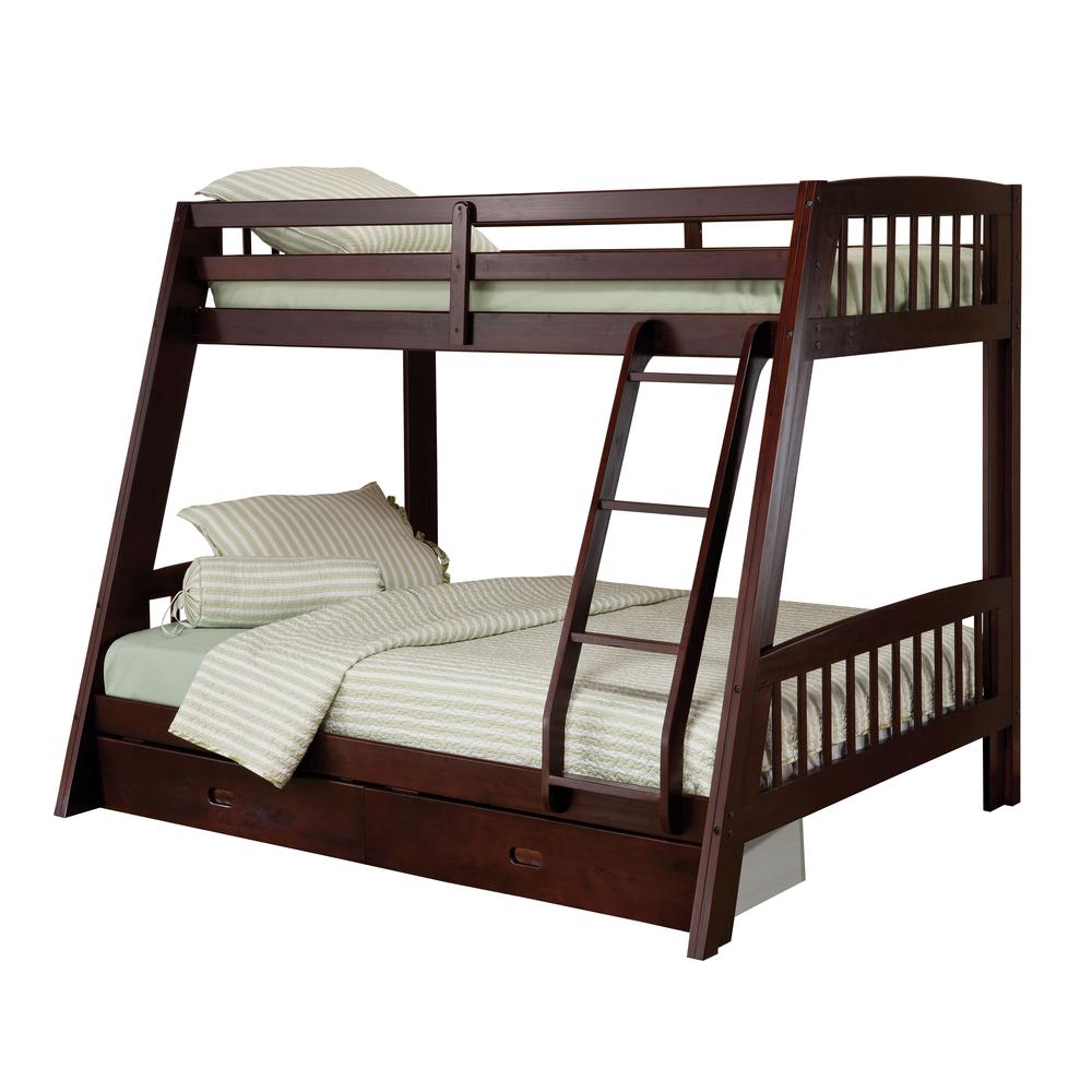 Hillsdale Kids and Teen Rockdale Twin/Full Wood Bunk Bed, Espresso. Picture 1