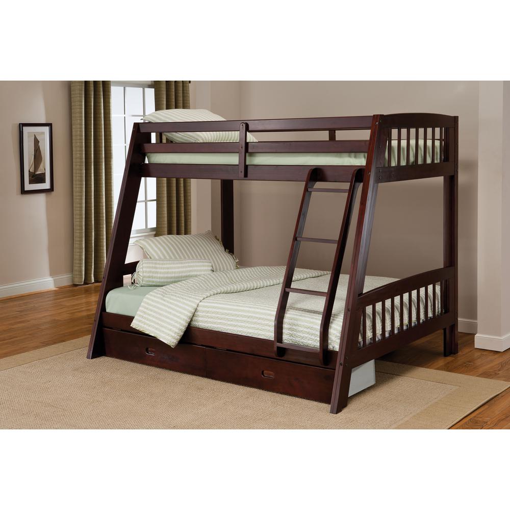 Hillsdale Kids and Teen Rockdale Twin/Full Wood Bunk Bed, Espresso. Picture 2